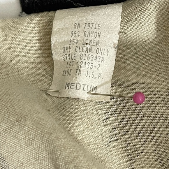 Michael Taylor sz med blazer lightweight rayon/linen blend natural / black print - Picture 12 of 12